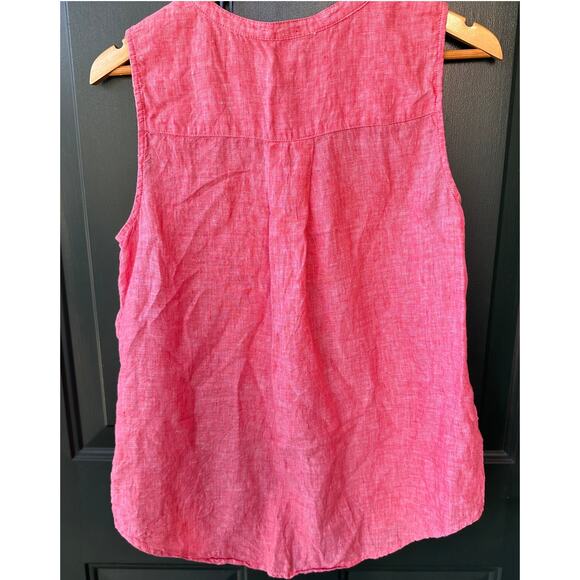 Christian Siriano Pink 100% Linen Sleeveless Button Front Tank Top M Summer - Picture 4 of 6